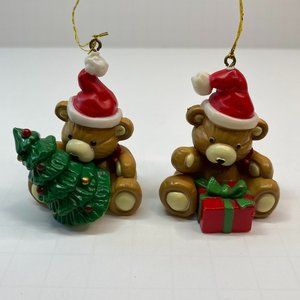Vintage Christmas Bear Ornaments Set of 2